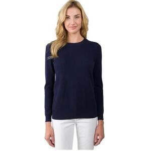 Jennie Liu Sweater Womens X Small Navy Blue Cashmere Pullover Crewneck Soft Knit